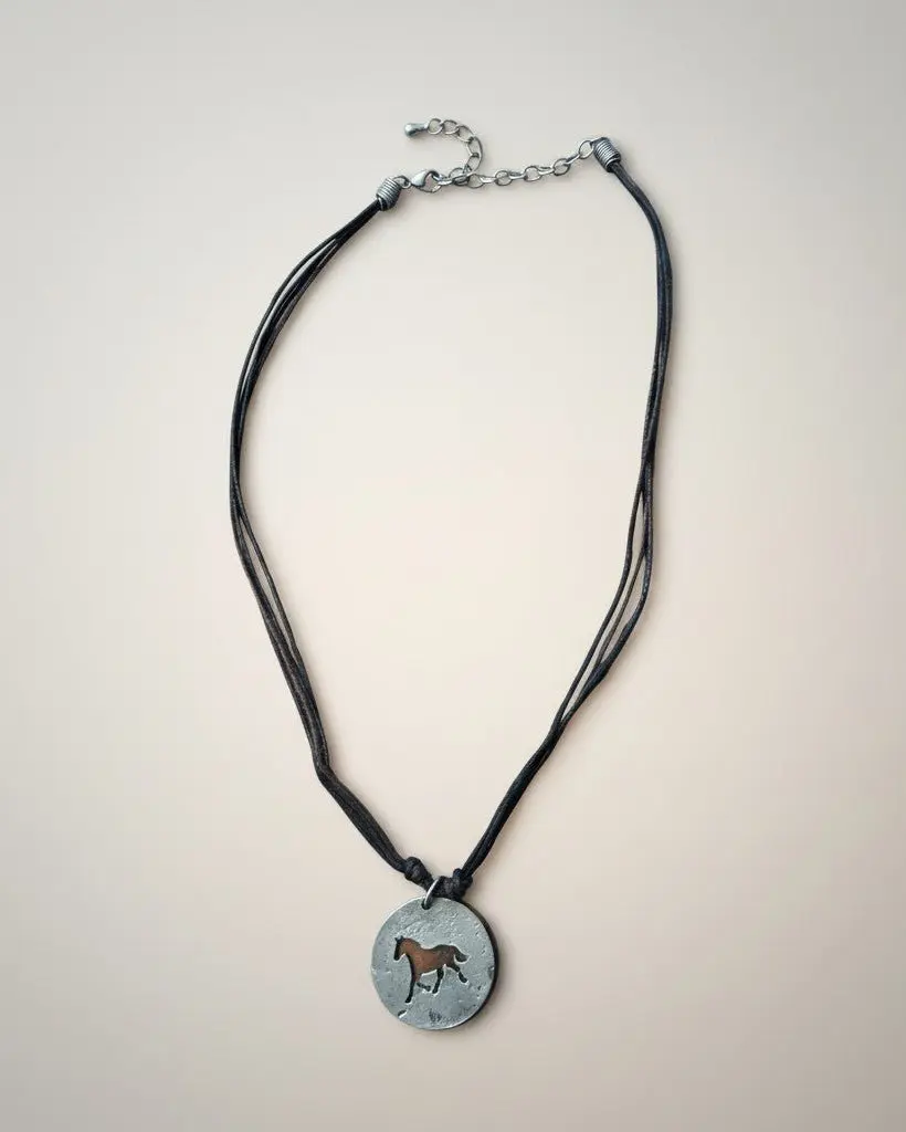 Rustic Horse Cutout Pewter Necklace - Image 3