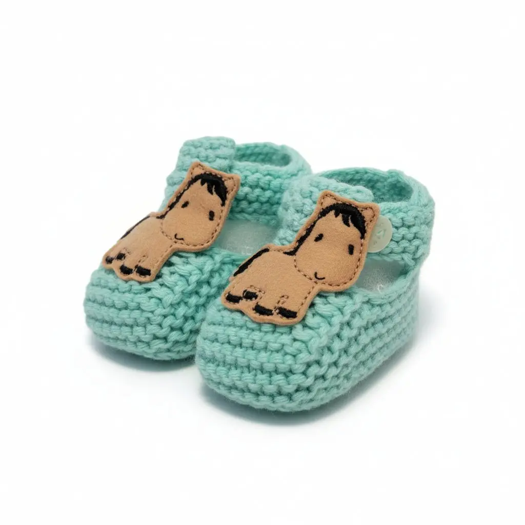 Pony Booties Hand-knit (Mint) - Image 3