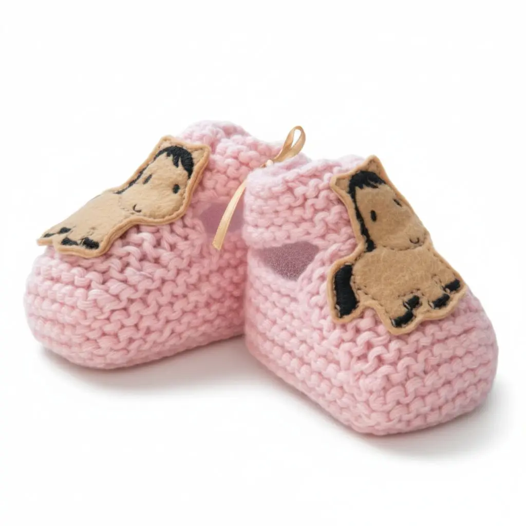 Pony Booties Hand-knit (Pink) - Image 4