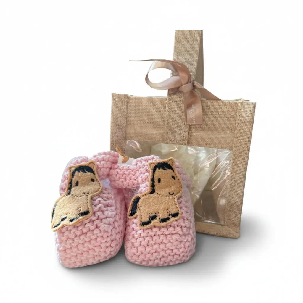 Pony Booties Hand-knit (Pink) - Image 5