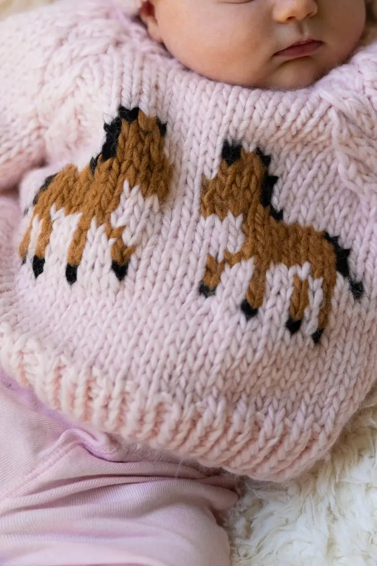 Pony Handknit Sweater (Pink) - Image 3