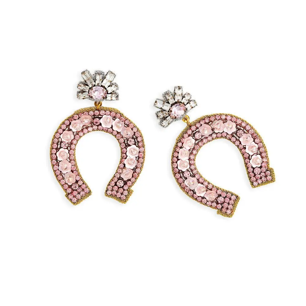 Rose Quartz Horseshoe Earrings - Image 2