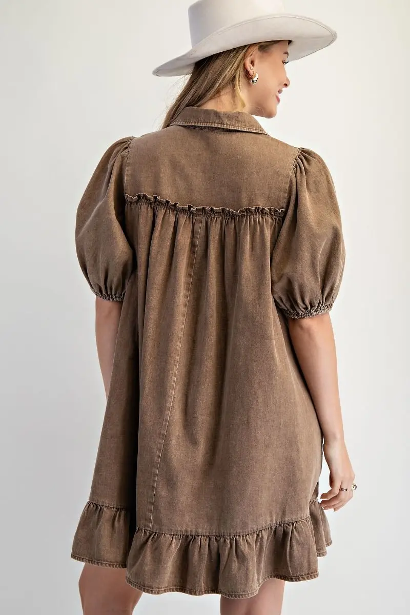Ruffle Bottom Chambray Dress - Image 3