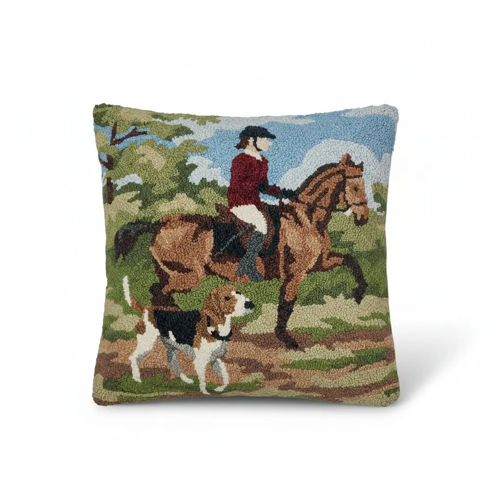 English Hunt Wool Hook Pillow