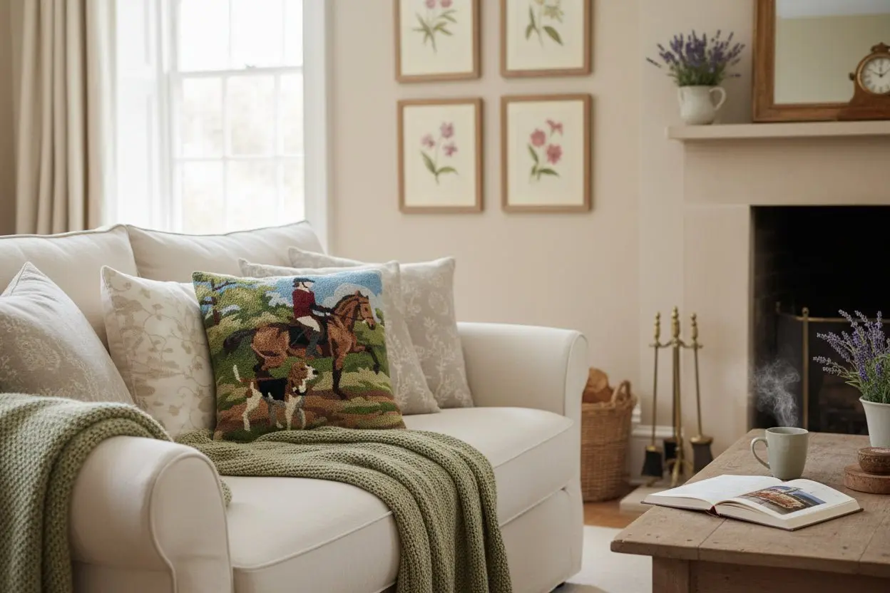 English Hunt Wool Hook Pillow - Image 2
