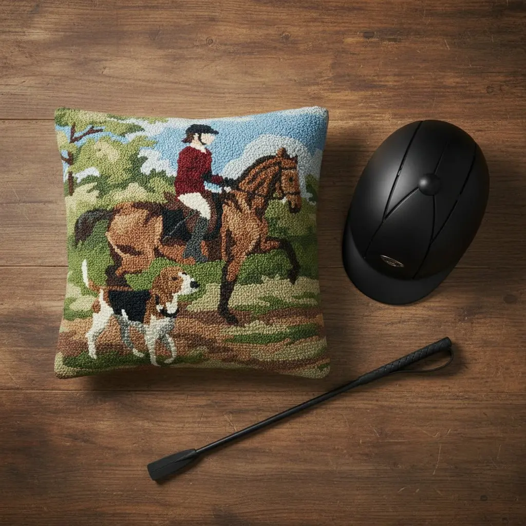 English Hunt Wool Hook Pillow - Image 3