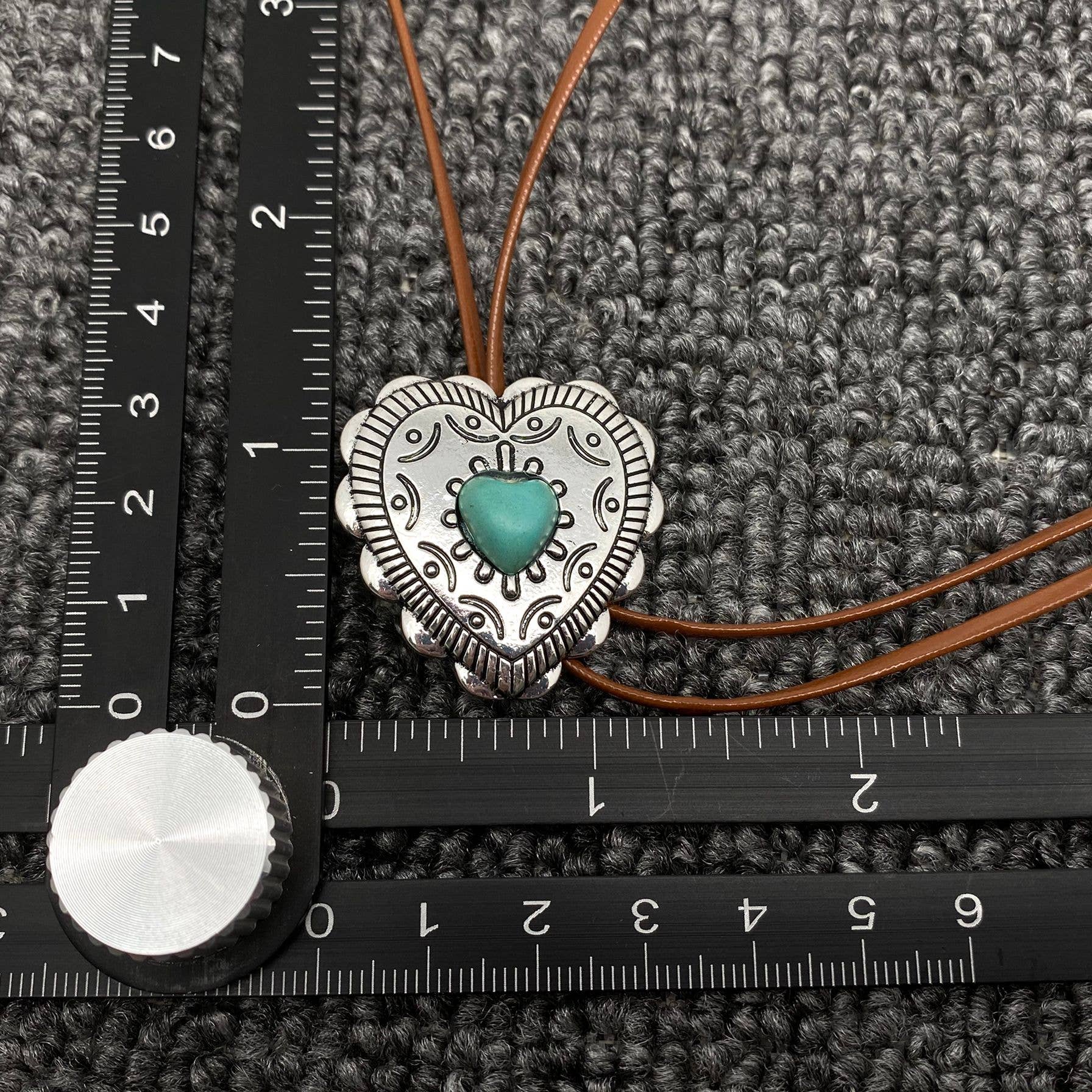 Turquoise Heart Necklace Bolo Tie - Image 4
