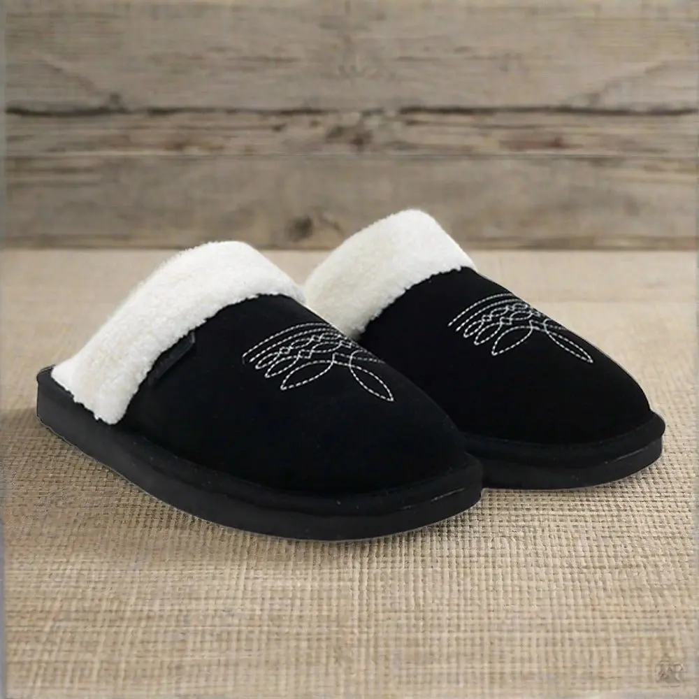 Western Boot Stitch Slippers (Black) - Image 3