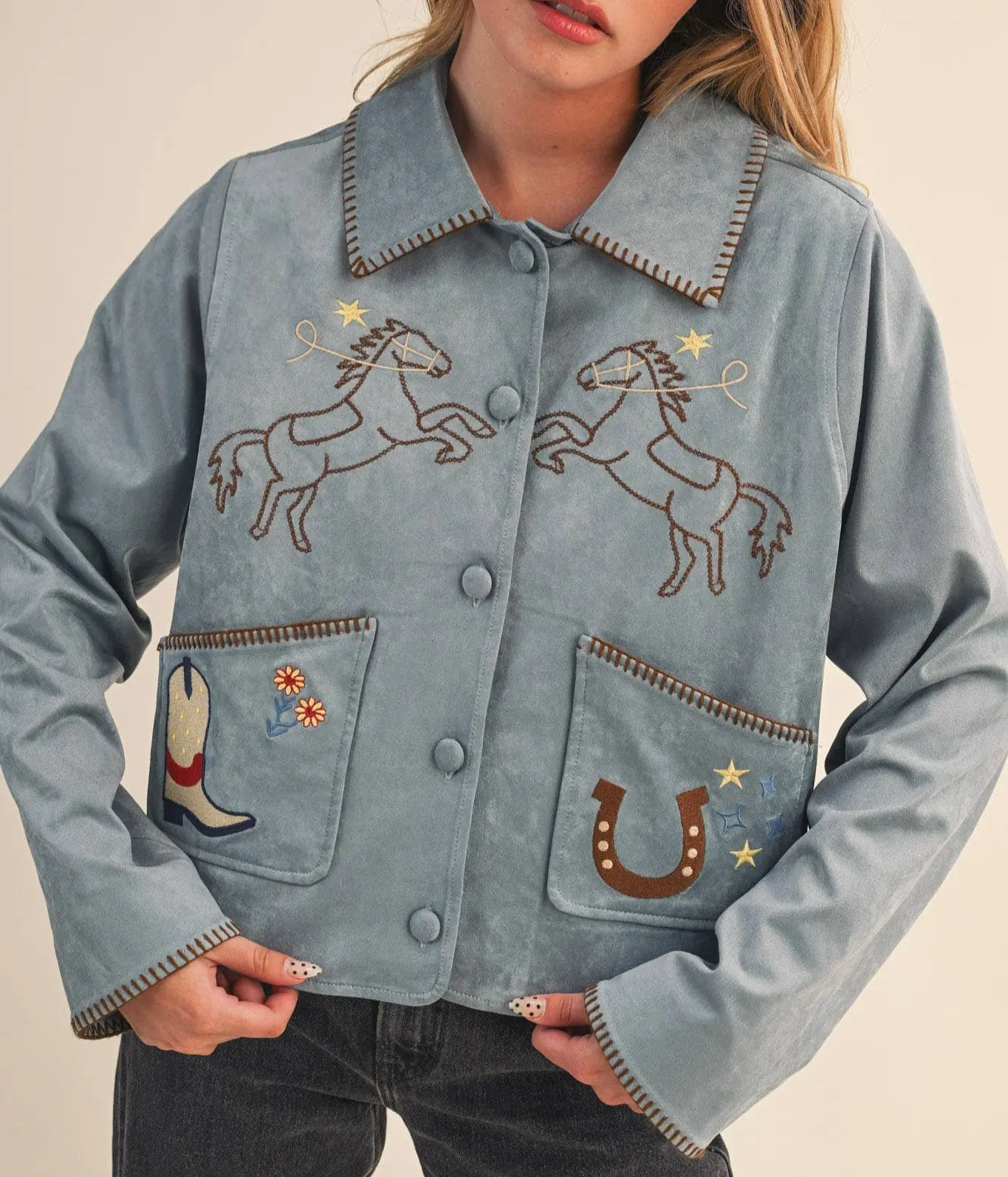 Cowgirl Embroidered Suede Jacket