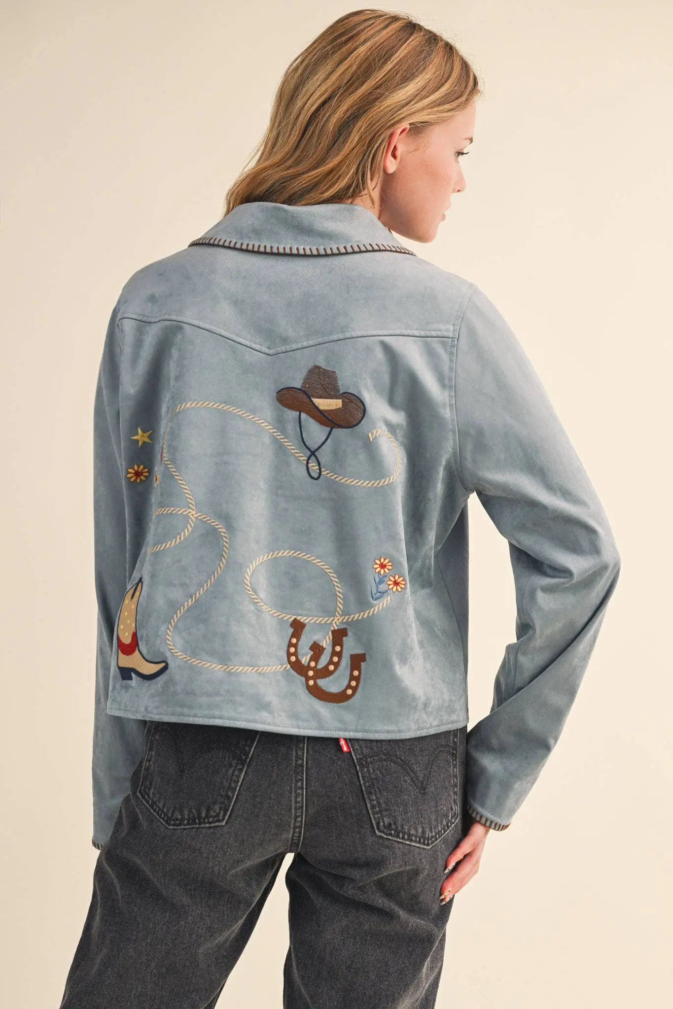 Cowgirl Embroidered Suede Jacket - Image 4