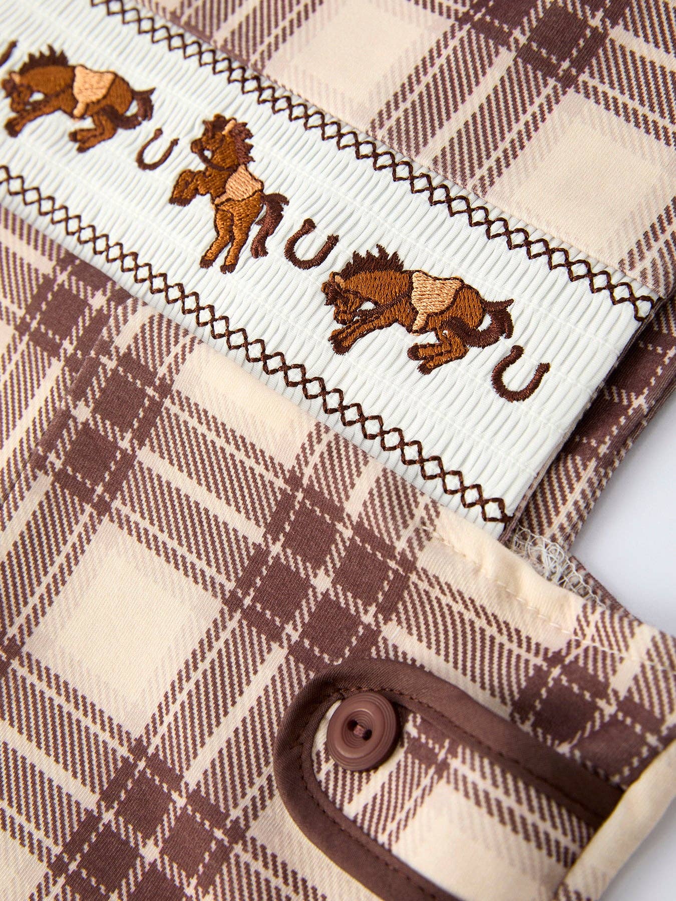 Plaid Horse Baby Boy Romper - Image 4