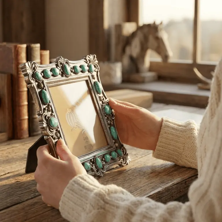 Western Turquoise Beads Picture Frame - Image 2