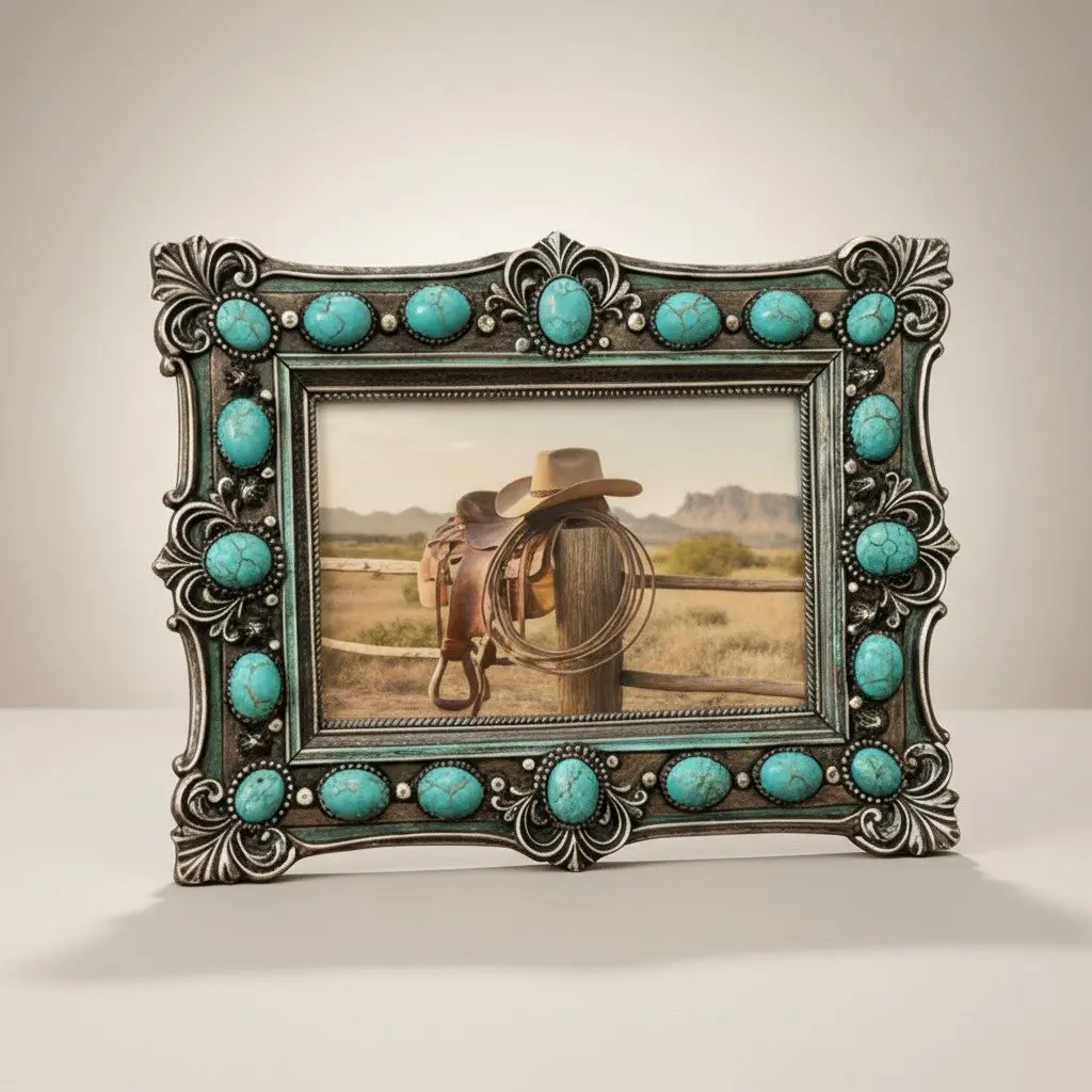 Western Turquoise Beads Picture Frame - Image 3