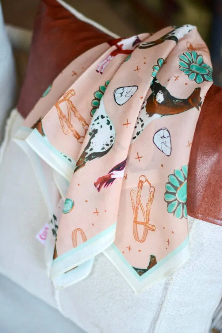 Western Peach Silk Scarf - Image 4