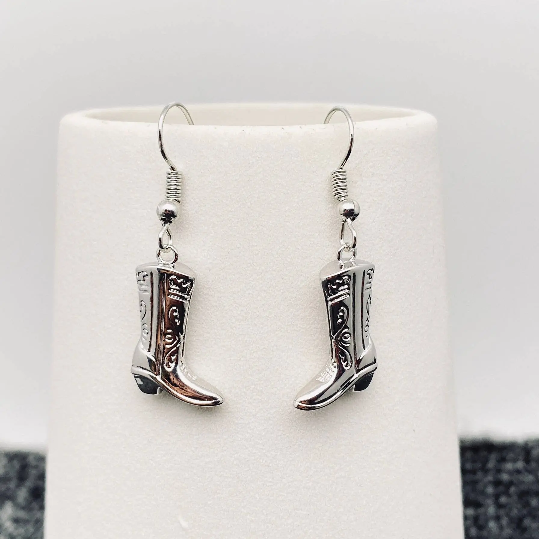 Western Style Cowgirl Boots charm Dangle Earrings - Image 2