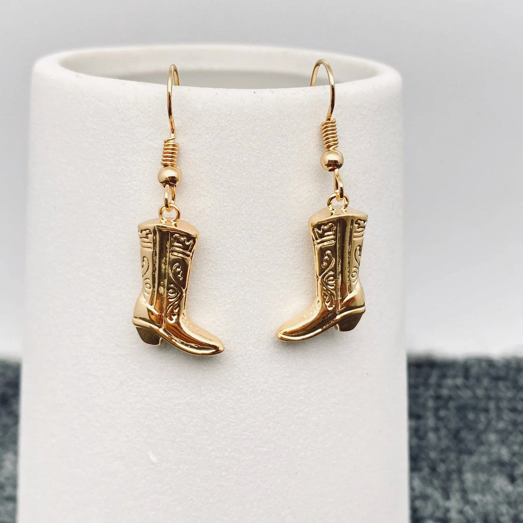 Western Style Cowgirl Boots charm Dangle Earrings - Image 3