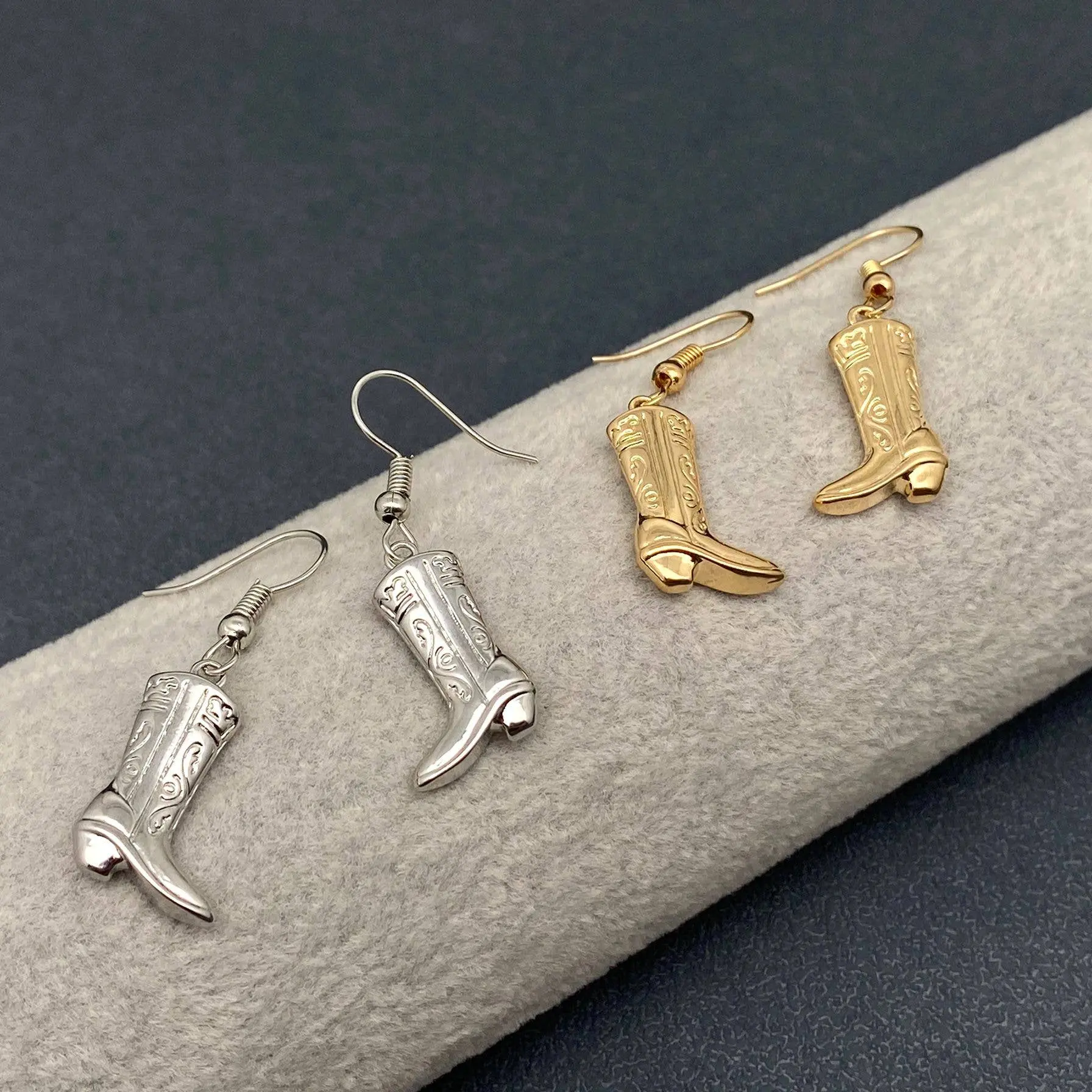 Western Style Cowgirl Boots charm Dangle Earrings - Image 4