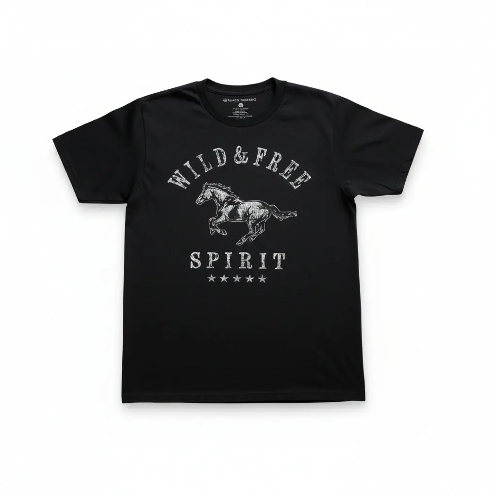 Wild & Free Horse Tee Shirt (Black) - Image 3